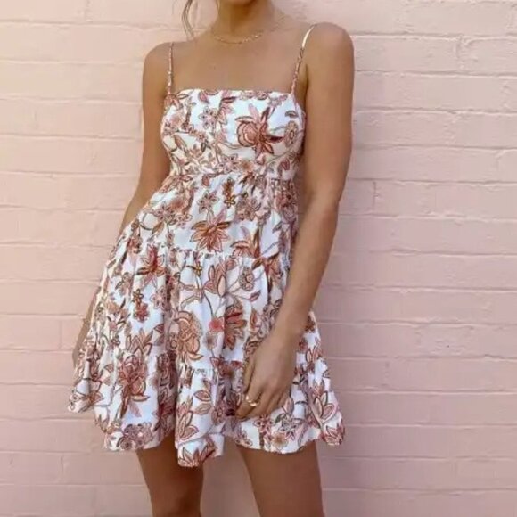 Shona Joy Carolina Mini Tiered Dress in Cream Multi - Picture 1 of 16